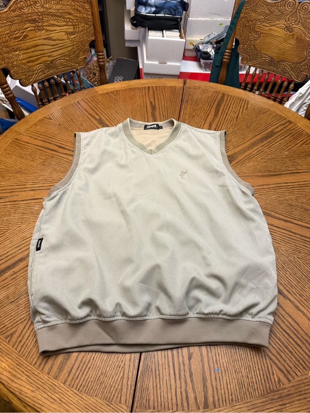 Ashworth Men's Sleeveless V-Neck Sweater Golf Vest in Light Beige